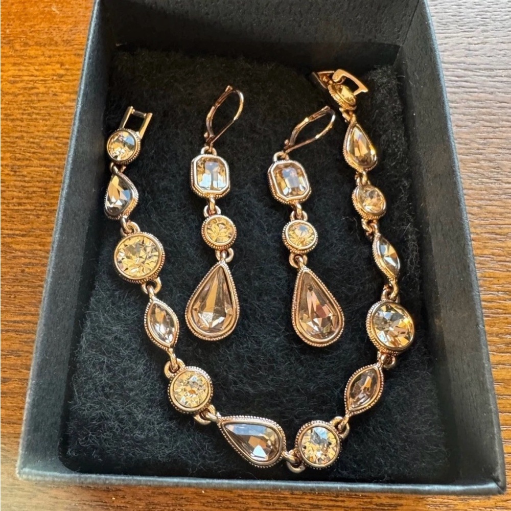 GIVENCHY Rhinestone Bracelet & Earrings In Rose Gold- Stamped - Picture 9 of 12